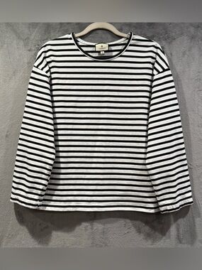 Tuckernuck Black and White Breton Stripe Kayne Long Sleeve Tee Size S Boxy